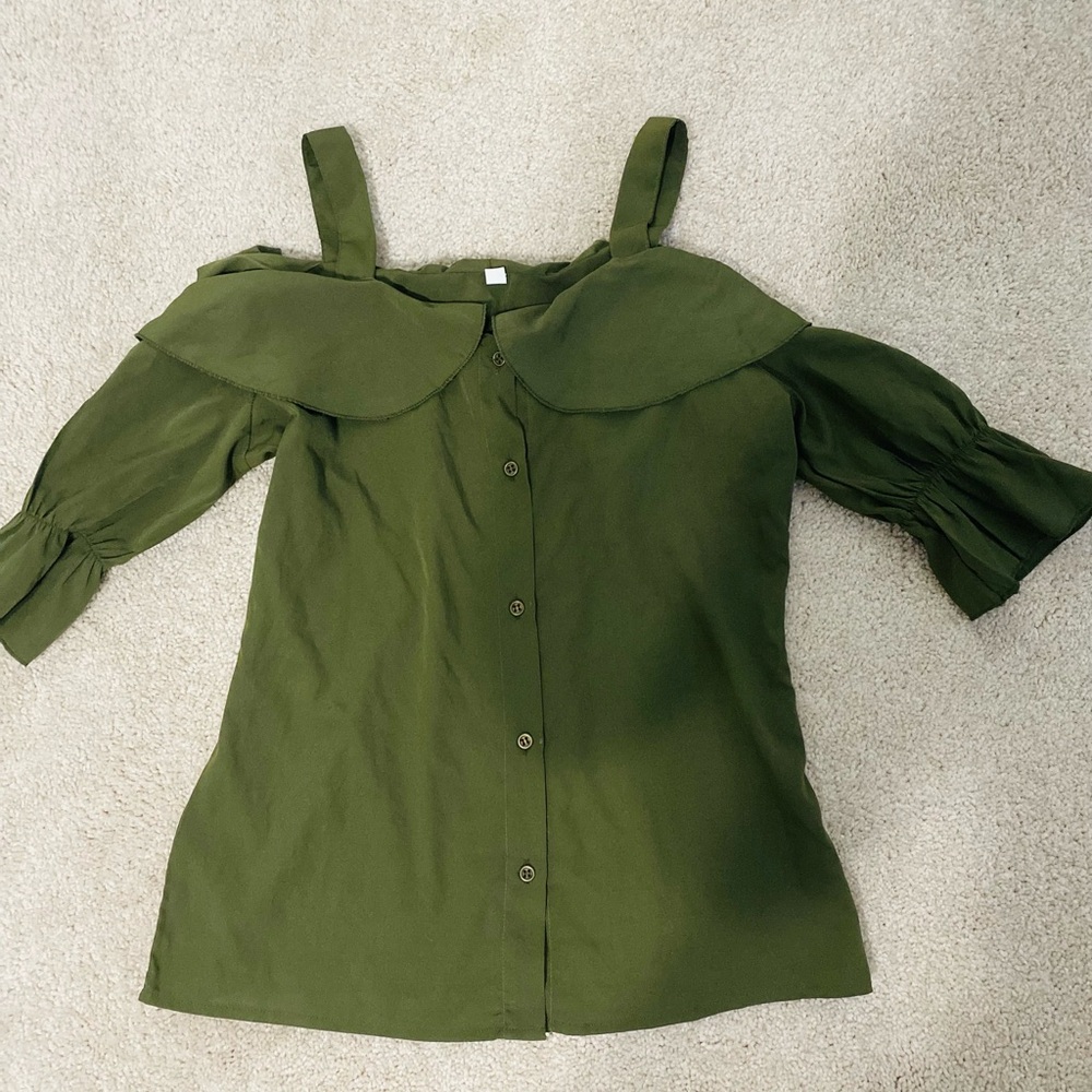 Olive Green Women's Off-Shoulder Top
